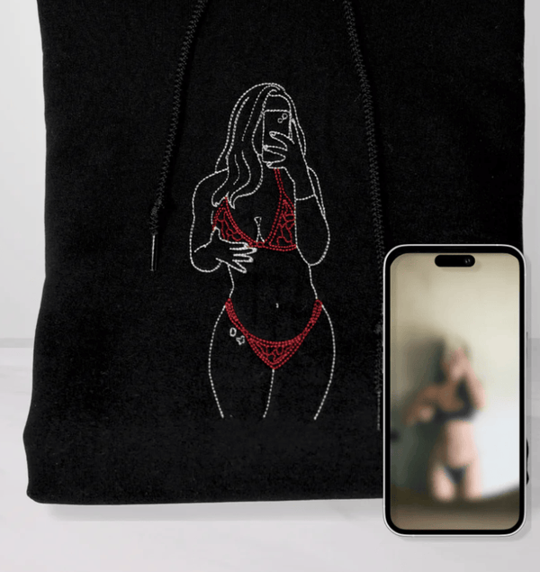 Spicy Outline Design Embroidered Sweatshirt โ A Bold Couple Gift for Anniversaries, Valentine, Date Nights & Fun Surprises
