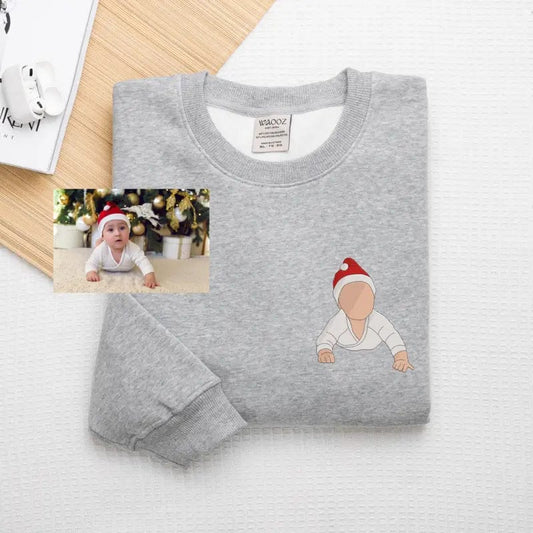 Custom Embroidered Baby's First Christmas Sweatshirt Hoodie and T-shirt