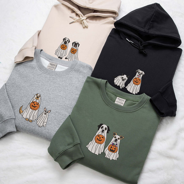 Custom Embroidered Halloween Sweatshirt Hoodie and T-Shirt for Pet Lovers