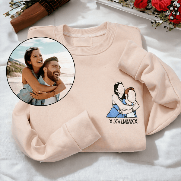 Custom Embroidered Portrait for Couples and Family